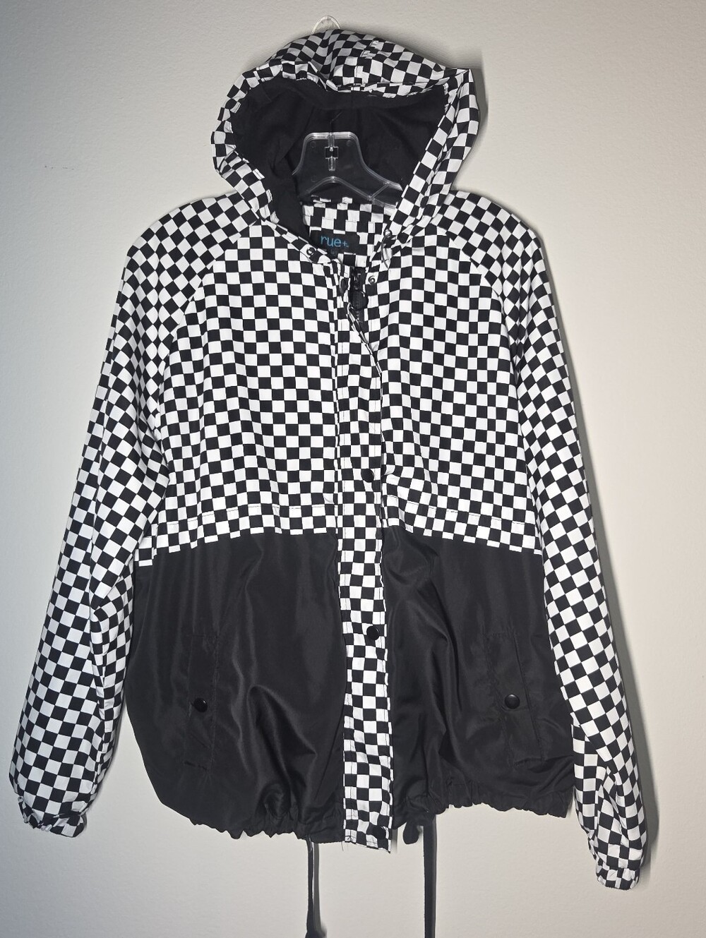 Rue21 Black & White Checkerboard Hooded Jacket